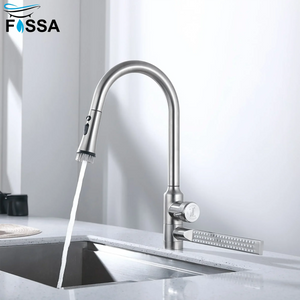 Waterfall Four-Flow 360° Hot & Cold Stainless Steel Kitchen Mixer Faucet Silver - Fossa Home