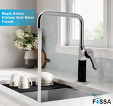 Fossa Italian 15" inch Commercial Single Handle Kitchen Sink Faucet Mixer with Pot Filler in Spot Free Brass/Chrome (Black) Finish, KSM-MB501 Fossa Home