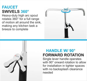 Italian Single-Flow 360° Hot & Cold Brass Stainless Steel Kitchen Mixer Faucet Chrome - Fossa Home