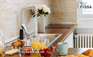 Italian Single-Flow 360° Hot & Cold Brass Stainless Steel Kitchen Mixer Faucet Chrome - Fossa Home