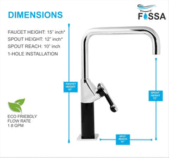 Fossa Italian 15" inch Commercial Single Handle Kitchen Sink Faucet Mixer with Pot Filler in Spot Free Brass/Chrome (Black) Finish, KSM-MB501 Fossa Home