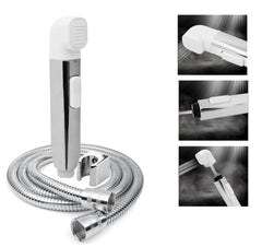 Fossa Krave ABS Dual Function Health Faucet with Stainless Steel 1 Meter Flexible Hose Pipe and Wall Hook, Jet Spray for Toilet Chrome Finish (White) - Fossa Home