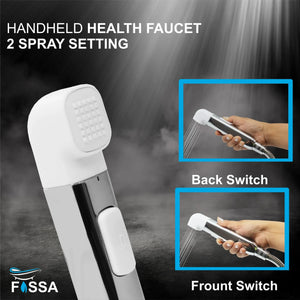 Krave White ABS Dual Function Health Faucet with 1 Meter 304-Grade SS Hose Pipe & Hook - Fossa Home