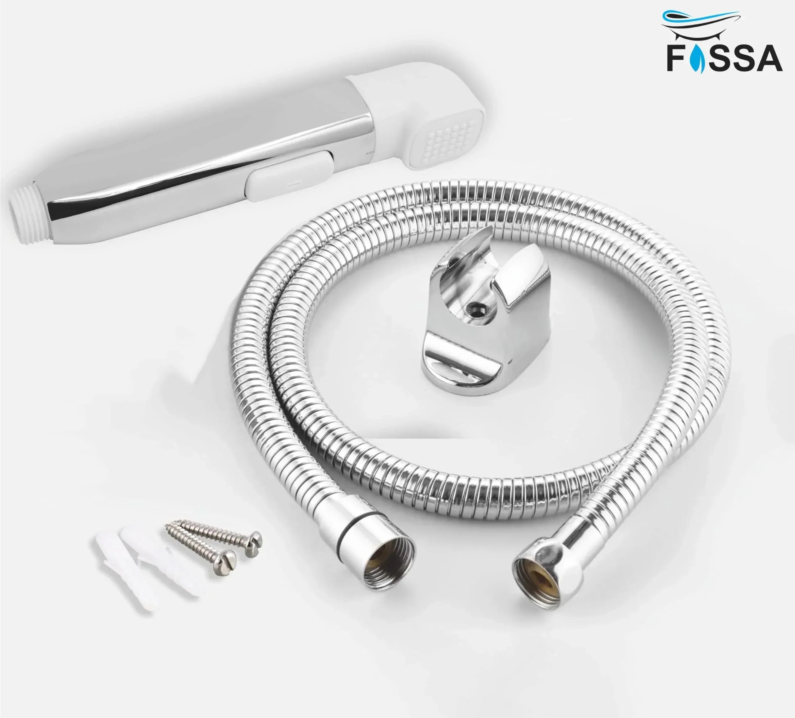 Krave White ABS Dual Function Health Faucet with 1 Meter 304-Grade SS Hose Pipe & Hook - Fossa Home