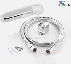 Fossa Krave ABS Dual Function Health Faucet with Stainless Steel 1 Meter Flexible Hose Pipe and Wall Hook, Jet Spray for Toilet Chrome Finish (White) - Fossa Home
