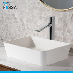 Fossa Olive Extended Body Brass Bathroom Sink Wash Basin Mixer Tap Single Handle Hot & Cold Lavatory Sink Faucet for Living Room & Bathrooms (Chrome) - Fossa Home