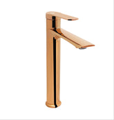 Fossa Olive Extended Body Brass Bathroom Sink Wash Basin Mixer Tap Single Handle Hot & Cold Lavatory Sink Faucet for Living Room & Bathrooms (Rose Gold) - Fossa Home