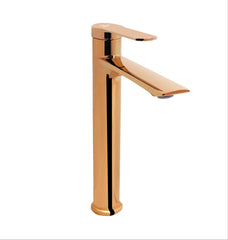 Fossa Olive Extended Body Brass Bathroom Sink Wash Basin Mixer Tap Single Handle Hot & Cold Lavatory Sink Faucet for Living Room & Bathrooms (Rose Gold) - Fossa Home