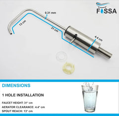 Fossa Opera L Bend RO Tap Kitchen Water Filter Faucet, 100% Lead-Free Drinking Water Faucet Stainless Steel Brushed Nickel Finish (Silver) Fossa Home