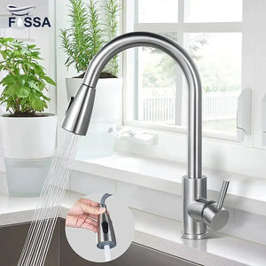 Fossa Pull-Out Kitchen Tap 360° Swivel Range Sink Mixer Tap Single Lever Mixer Tap for Kitchen Sink ( Light Weight) Fossa Home