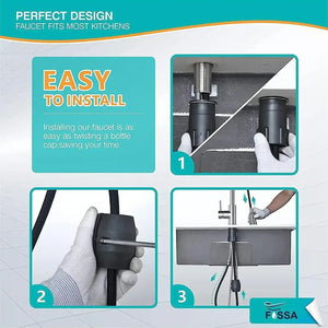 Dual-Flow Pull-Out 360° Hot & Cold Kitchen Mixer Faucet Silver Light Weight - Fossa Home