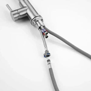 Dual-Flow Pull-Out 360° Hot & Cold Kitchen Mixer Faucet Silver Light Weight - Fossa Home