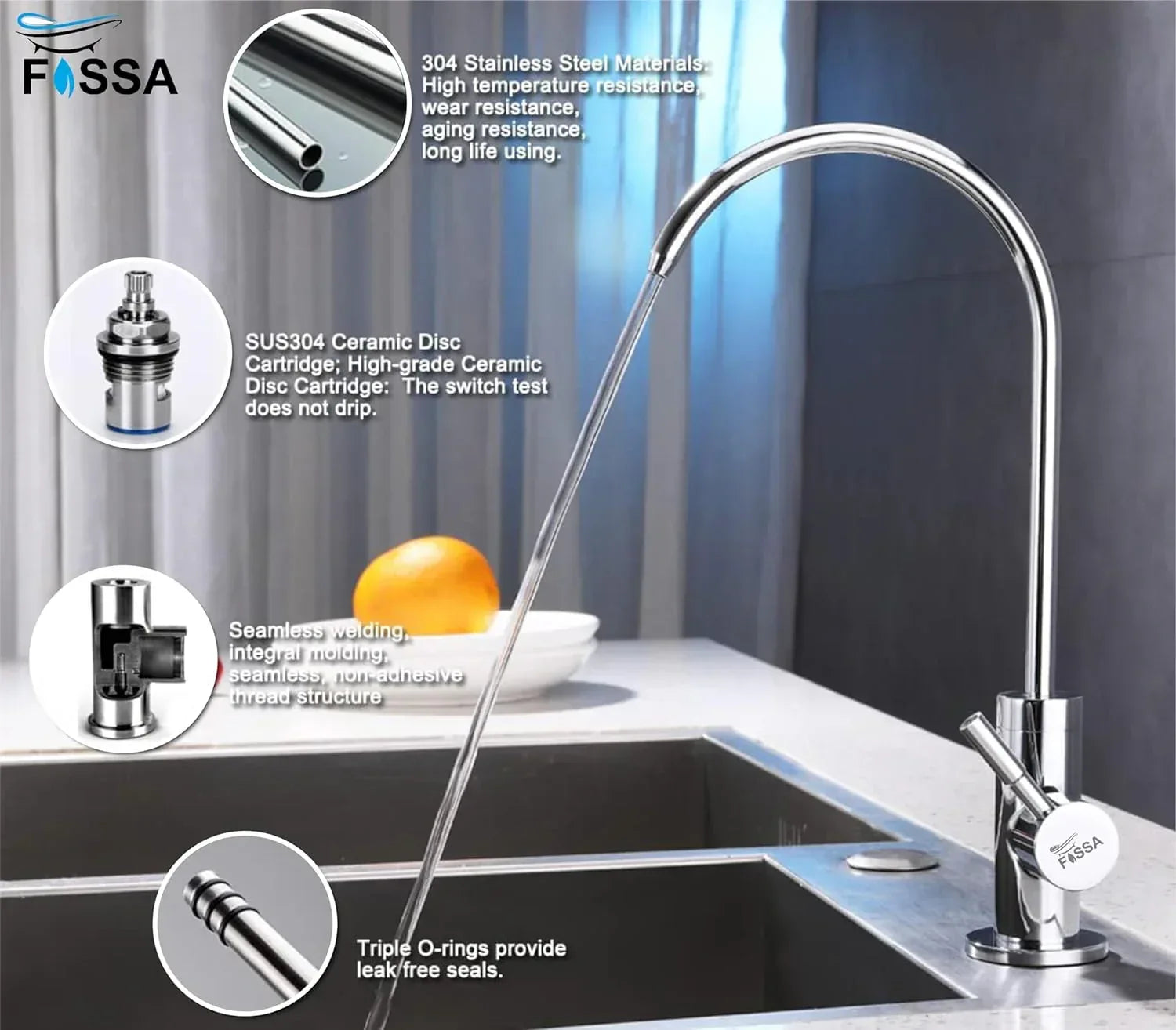 RO Tap/Faucet Premium Stainless Steel Chrome - Fossa Home