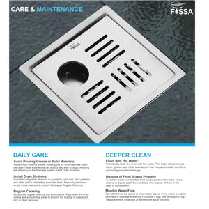 Unix Floor Drain (5 x 5 Inches) Premium Stainlees Steel With Hole - Fossa Home