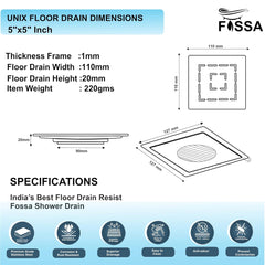 Floor drain square dimension