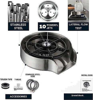 Kitchen Sink Glass Rinser with Heavy Stainless Steel Body - Fossa Home