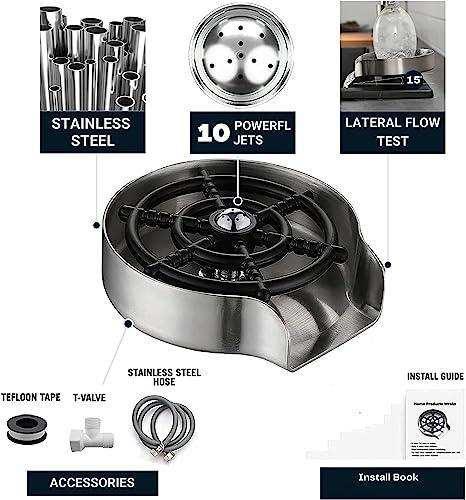 Kitchen Sink Glass Rinser with Heavy Stainless Steel Body - Fossa Home