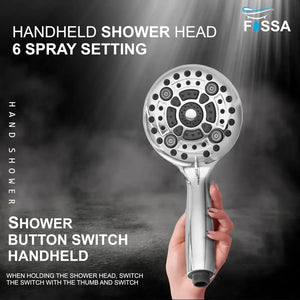 Fossa 5″ High Pressure hand Shower Head 6-setting Showerhead Set with 59″ Stainless Steel Hose - Fossa Home