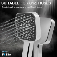 Fossa Alpha Wave Hand Shower – Handheld Shower Head with 2 Spray Modes, ABS Body, | Chrome Finish for Modern Bathrooms only hand shower - Fossa Home