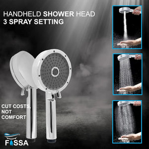 Fossa Wondra Luxury Handheld Shower Head with 3 Spray Setting Modes, Multi-Function, Large Hand Shower with Wall Hook and 1M SS Shower Tube,Handheld Shower for Bathroom (Chrome Finish) No videos Fossa Home