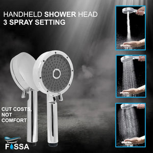 Wondra 3 Modes Chrome Finish Hand Shower With 1.5 Meter 304- Grade Stainless Steel Hose Pipe & Hook - Fossa Home