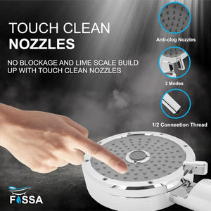 Fossa Wondra Luxury Handheld Shower Head with 3 Spray Setting Modes, Multi-Function, Large Hand Shower with Wall Hook and 1M SS Shower Tube,Handheld Shower for Bathroom (Chrome Finish) No videos Fossa Home