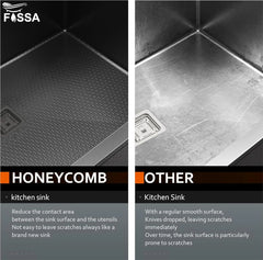 Fossa 22"x18"x09" Inch Single Bowl 304 Grade Honeycomb Embossed Kitchen Sink with Nano Coating (Black ) Fossa Home