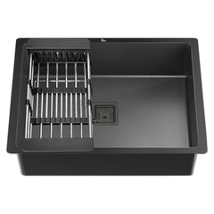 Fossa 24"x18"x10" Inch Single Bowl Honeycomb Embossed Kitchen Sink with Nano Coating (Black ) Fossa Home