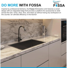 Fossa 24"x18"x10" Inch Single Bowl SS-304 Grade Stainless Steel Handmade Kitchen Sink Black Fossa Home
