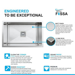 Fossa 27"x18"x10" Inch Single Bowl 304 Grade Stainless Steel Handmade Kitchen Sink Fossa Home