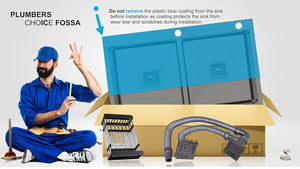 Fossa 32"x18"x10" Inch Double Bowl With Tap Hole SS-304 Grade Handmade Kitchen Sink Black Fossa Home