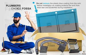 Fossa 37"x18"x10" Inch Double Bowl With Tap Hole SS-304 Grade Stainless Steel Handmade Kitchen Sink Matte Finish Black Fossa Home