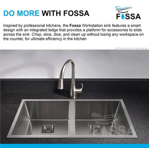Fossa 45"x20"x10" Inch Double Bowl SS-304 Grade Stainless Steel Handmade Kitchen Sink Matt Finish Silver Fossa Home