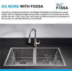 Fossa 45"x20"x10" Inch Double Bowl SS-304 Grade Stainless Steel Handmade Kitchen Sink Matt Finish Silver Fossa Home