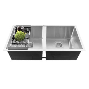 304 Handmade (45x 20x 10 ) Inch Double Bowl Silver Stainless Steel Kitchen Sink - Fossa Home