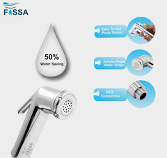 Fossa Health Faucet Bidet Sprayer for Toilet, Handheld Sprayer Cloth Diaper Sprayer Set - ABS (Chrome Finish) | (with Hose Pipe & Hook) | Jet Spray for Toilet - Fossa Home