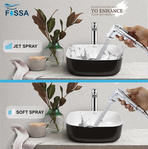 Mini Conti Silver ABS Health Faucet with 1 Meter 304-Grade SS Hose Pipe & Hook - Fossa Home