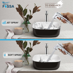 Fossa Health Faucet Bidet Sprayer for Toilet, Handheld Sprayer Cloth Diaper Sprayer Set - ABS (Chrome Finish) | (with Hose Pipe & Hook) | Jet Spray for Toilet - Fossa Home
