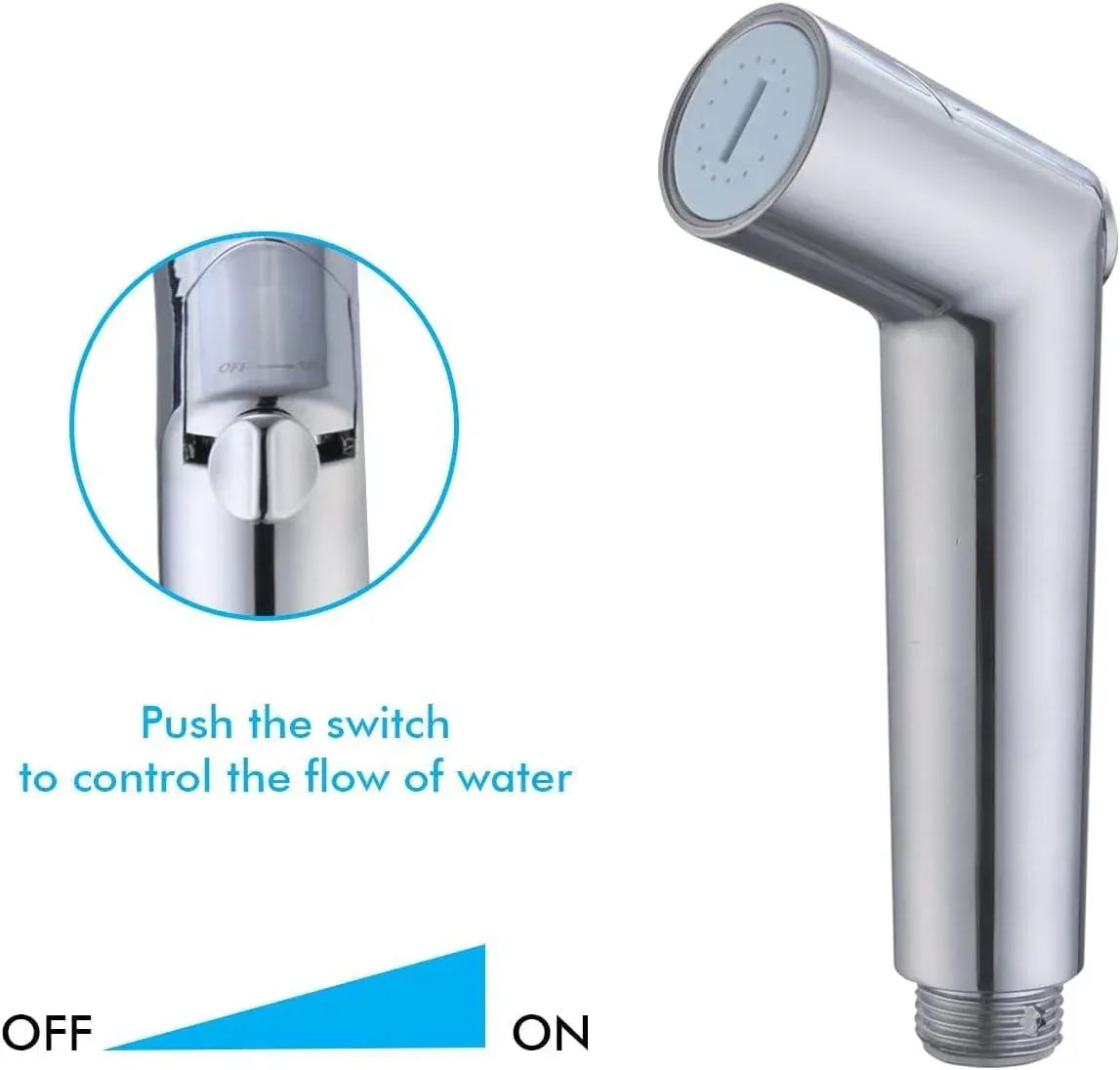 Stady Handheld Bidet Sprayer Silver ABS Health Faucet with 1 Meter 304-Grade SS Hose Pipe & Hook - Fossa Home