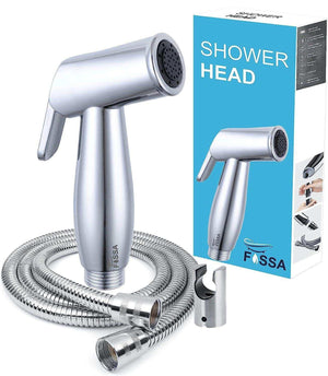 Corus Silver ABS Health Faucet with 1 Meter 304-Grade SS Hose Pipe & Hook - Fossa Home