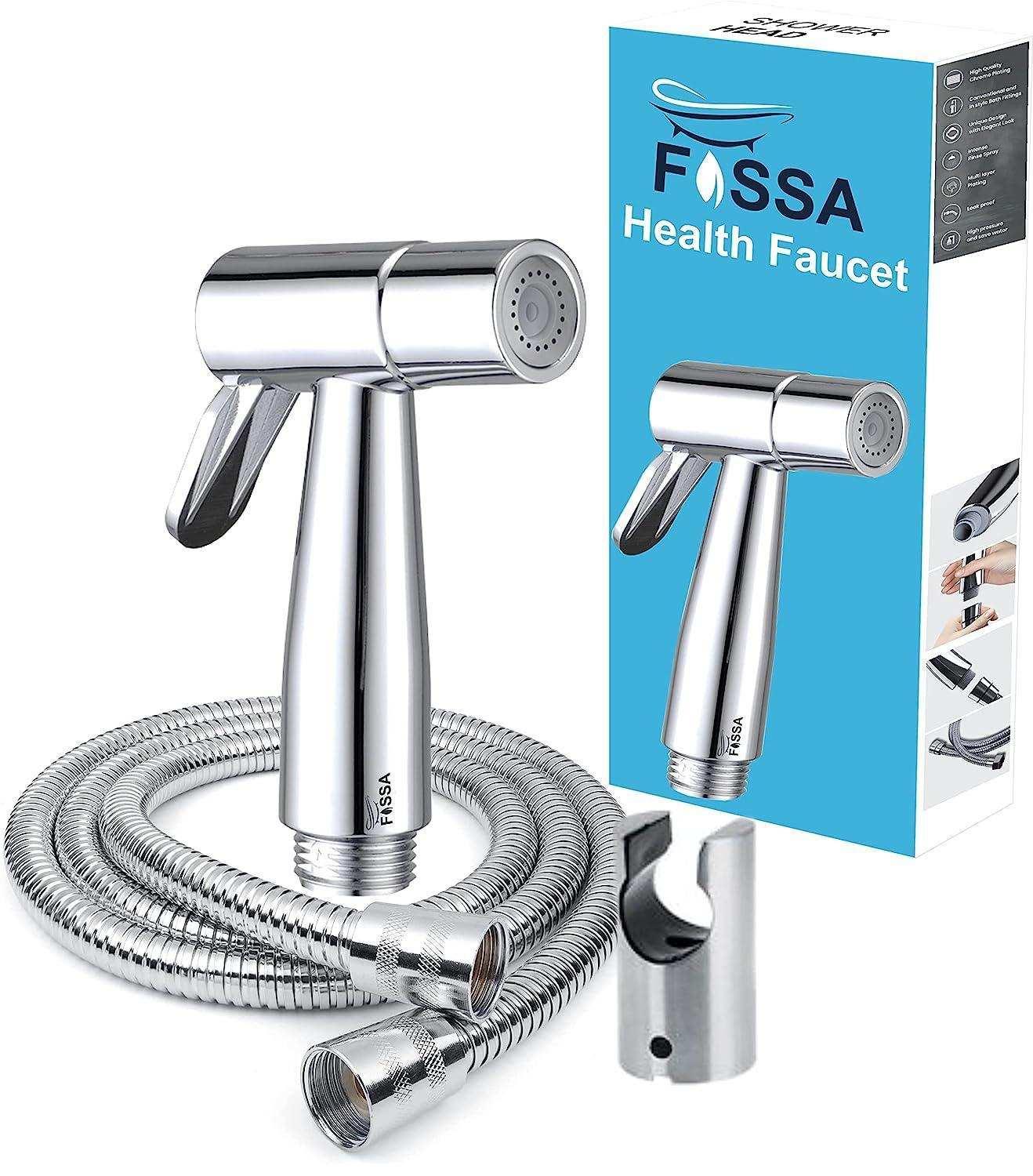 Firo Silver ABS Health Faucet with 1 Meter 304-Grade SS Hose Pipe & Hook - Fossa Home