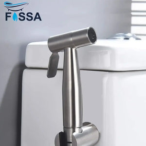 Hand Held Bidet Sprayer Silver ABS Health Faucet with 1 Meter 304-Grade SS Hose Pipe & Hook - Fossa Home