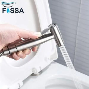 Hand Held Bidet Sprayer Silver ABS Health Faucet with 1 Meter 304-Grade SS Hose Pipe & Hook - Fossa Home