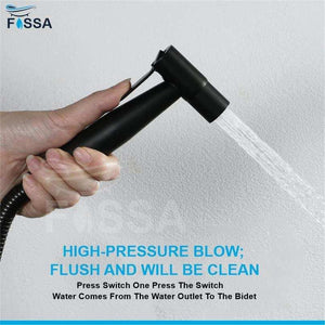 Hand Held Bidet Sprayer Black ABS Health Faucet with 1 Meter 304-Grade SS Hose Pipe & Hook - Fossa Home