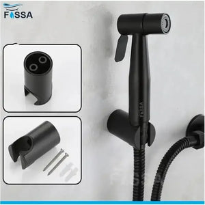 Hand Held Bidet Sprayer Black ABS Health Faucet with 1 Meter 304-Grade SS Hose Pipe & Hook - Fossa Home