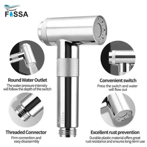 Magneto Silver ABS Health Faucet with 1 Meter 304-Grade SS Hose Pipe & Hook - Fossa Home
