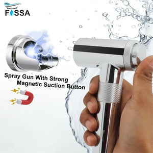 Magneto Silver ABS Health Faucet with 1 Meter 304-Grade SS Hose Pipe & Hook - Fossa Home