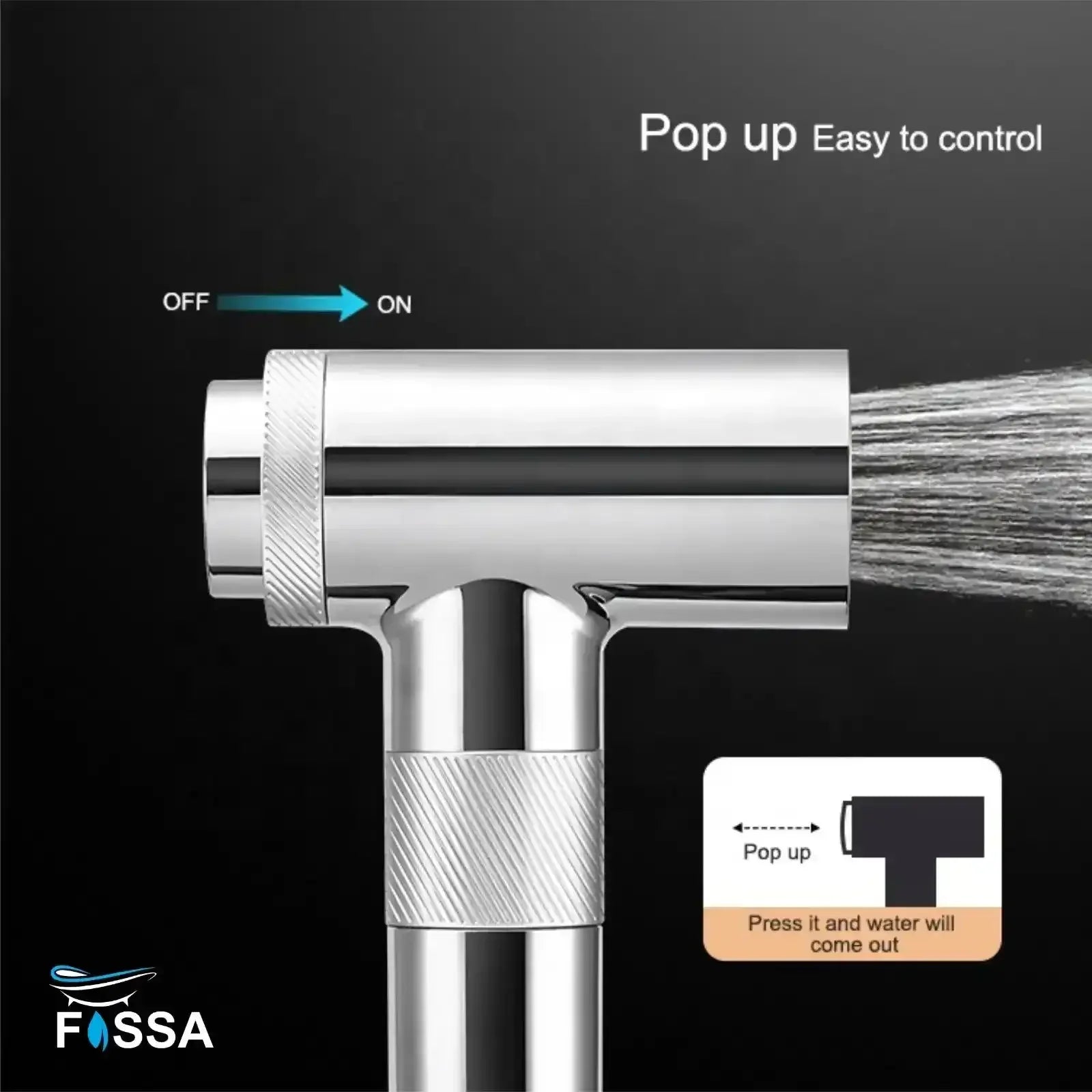 Magneto Silver ABS Health Faucet with 1 Meter 304-Grade SS Hose Pipe & Hook - Fossa Home