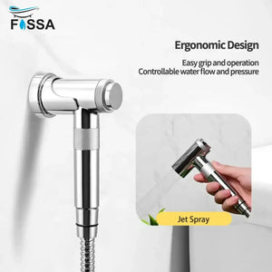 Magneto Silver ABS Health Faucet with 1 Meter 304-Grade SS Hose Pipe & Hook - Fossa Home