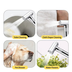 Magneto Silver ABS Health Faucet with 1 Meter 304-Grade SS Hose Pipe & Hook - Fossa Home